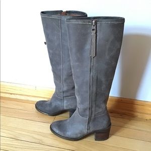 Lucky Brand Distressed Gray Leather Tall Boots